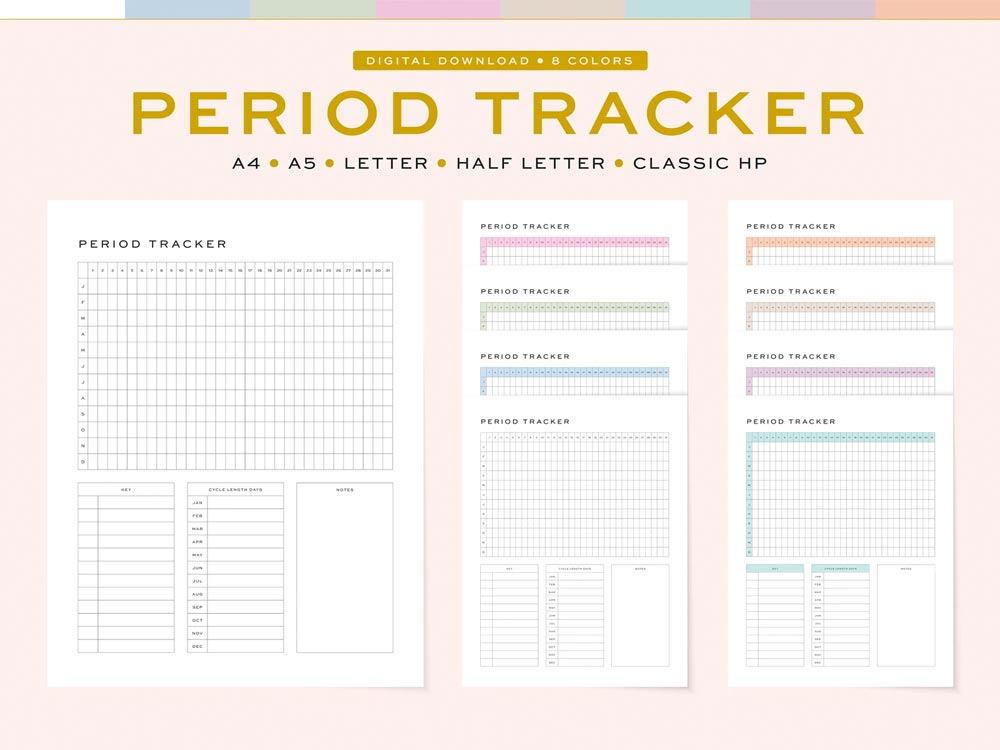 An Etsy digital product listing's cover photo called Period Tracker